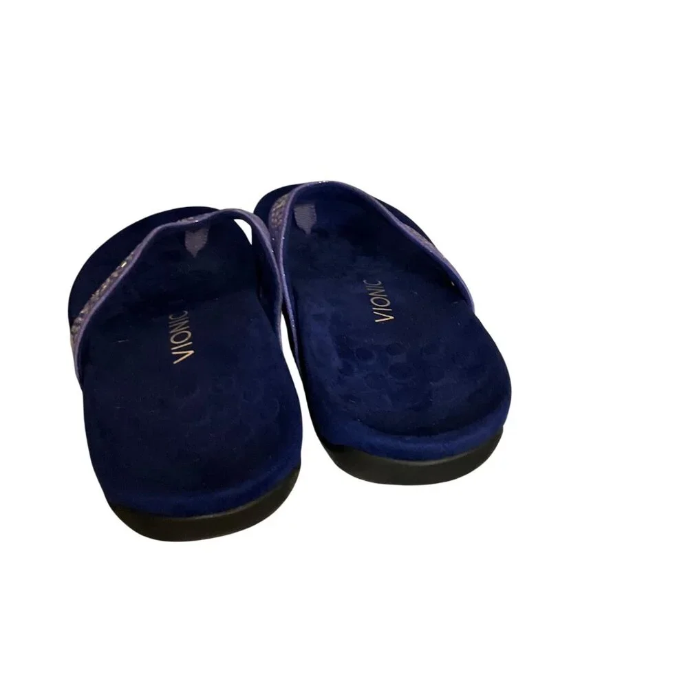 Vionic Womens Orthotic Flip-Flops Size 8 blue Studded   Footbed Slip-On Sandals - Picture 5 of 6
